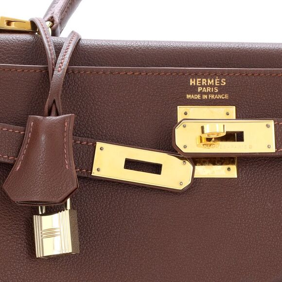 Hermes Kelly Handbag Marron D’Inde Togo with Gold Hardware 35 Brown - Picture 6 of 8